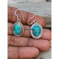 thumbnail image 3 of Real 925 Sterling Silver Dangle Drop Earrings For Women, Natural Blue Copper Turquoise Cabochon Oval Gemstone Unique Handcrafted Jewelry, 3 of 5