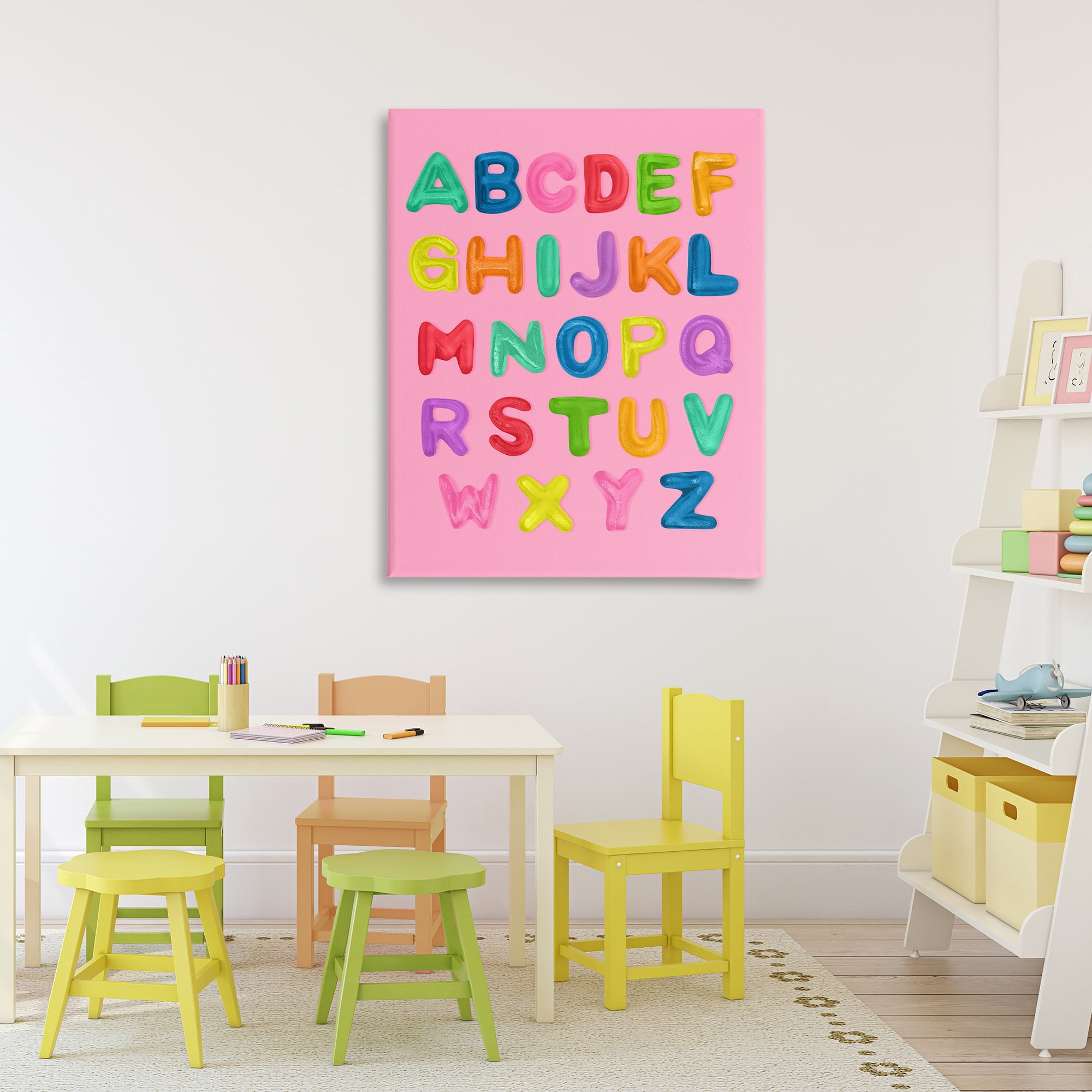 Stupell Industries Gummy Alphabet over Pink Canvas Wall Art, design by LISH Creative
