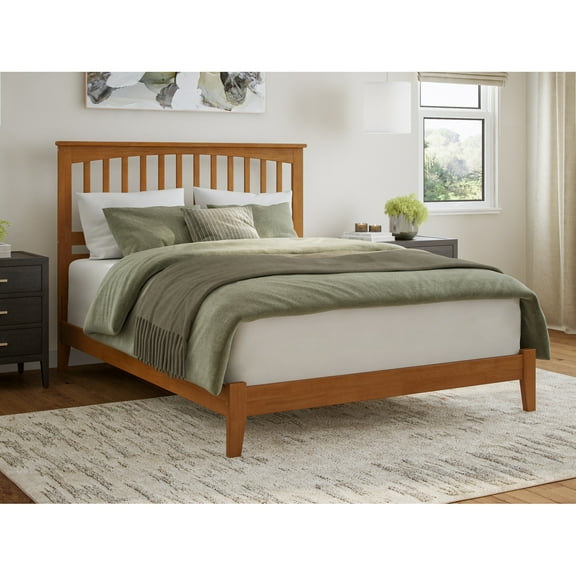 Madison Twin Solid Wood Low Profile Platform Bed in Light Toffee
