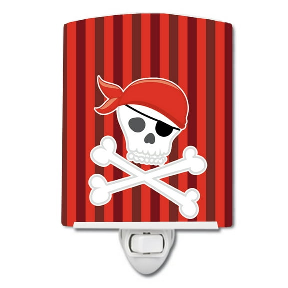 Caroline's Treasures BB8975CNL Pirate Skull and Cross Bones Ceramic Night Light, 6x4x3", multicolor