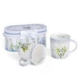 thumbnail image 3 of STP GOODS Lily of the Valley Bone China Mug Set of 2 in Gift Box 10.14 fl oz (300 ml) Floral Mugs Coffee and Tea Mugs for Latte Cocoa Chocolate, White and Green, 3 of 10