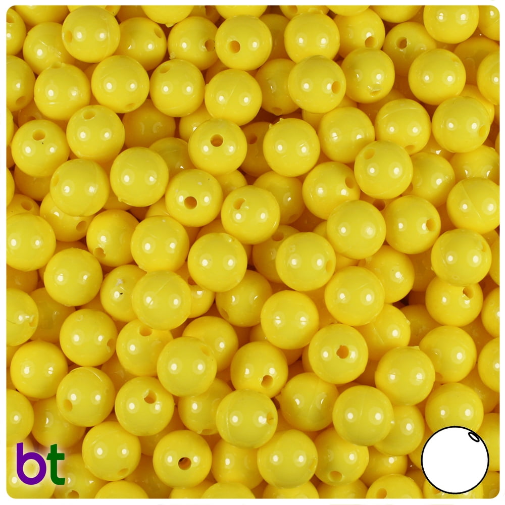 BeadTin Yellow Opaque 8mm Round Craft Beads (300pcs)