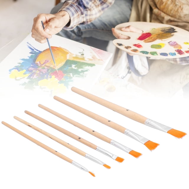 Juego De 6 Pinceles Para Pintura Al óleo, Pelo De Nailon Profesional, De Madera, Pinceles Acrílicos Para Acuarela Para Artistas, Principiantes, Niños, Acuarela, Pintura