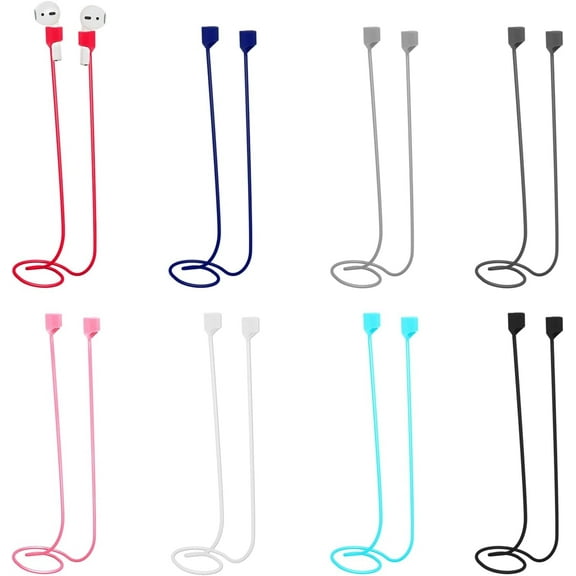 8pcs Magnetic Anti-Lost Straps, Earbuds Lanyard Soft Silicone Anti-Lost Cord Sports Lanyard Neck Rope for Wireless Earphone Compatible with AirPods Pro/3/2/1 (8 Colors)