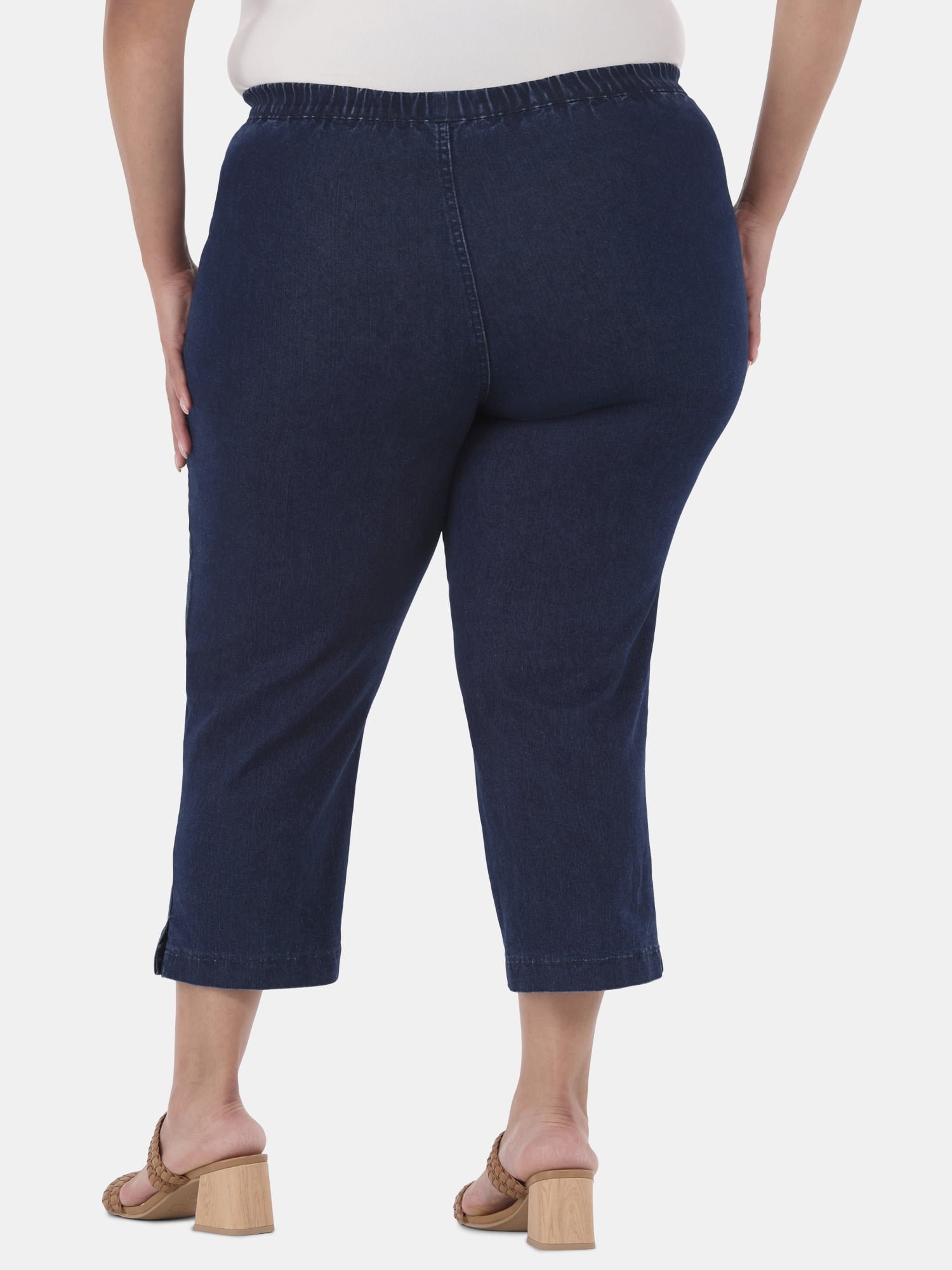 JMS Just My Size by Hanes Women's Plus Snap Hem Pull On Cropped Pants, 23" Inseam, Sizes 0X-4X