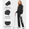 thumbnail image 4 of Women's 2Pc Full Zip Tracksuit, 4 Way Stretch with Reflective Stripes & Zipper Pockets for Golf Running Gym Black S, 4 of 9