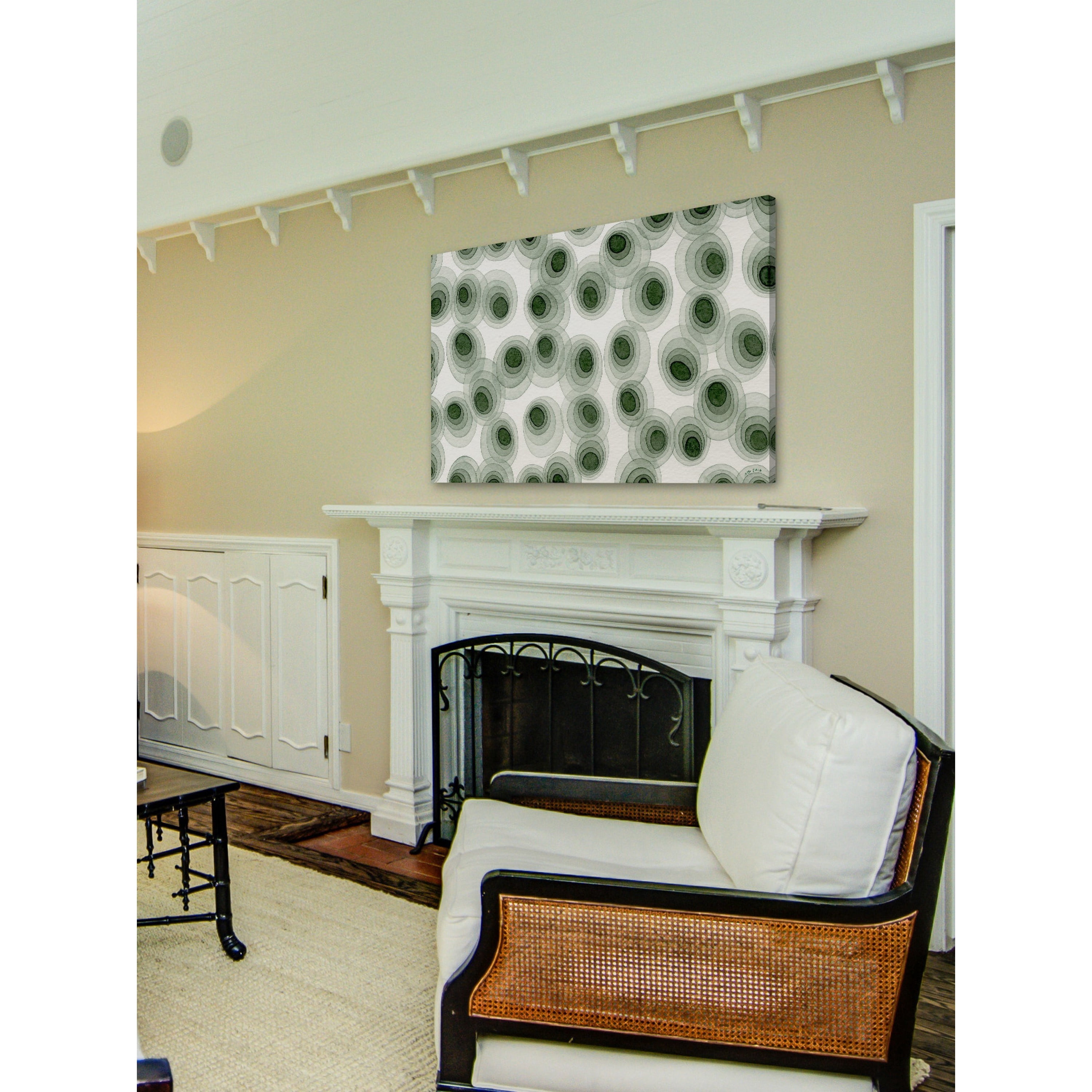 Marmont Hill "Earthy Green Ovals" by Nikki Galapon Painting Print on Wrapped Canvas