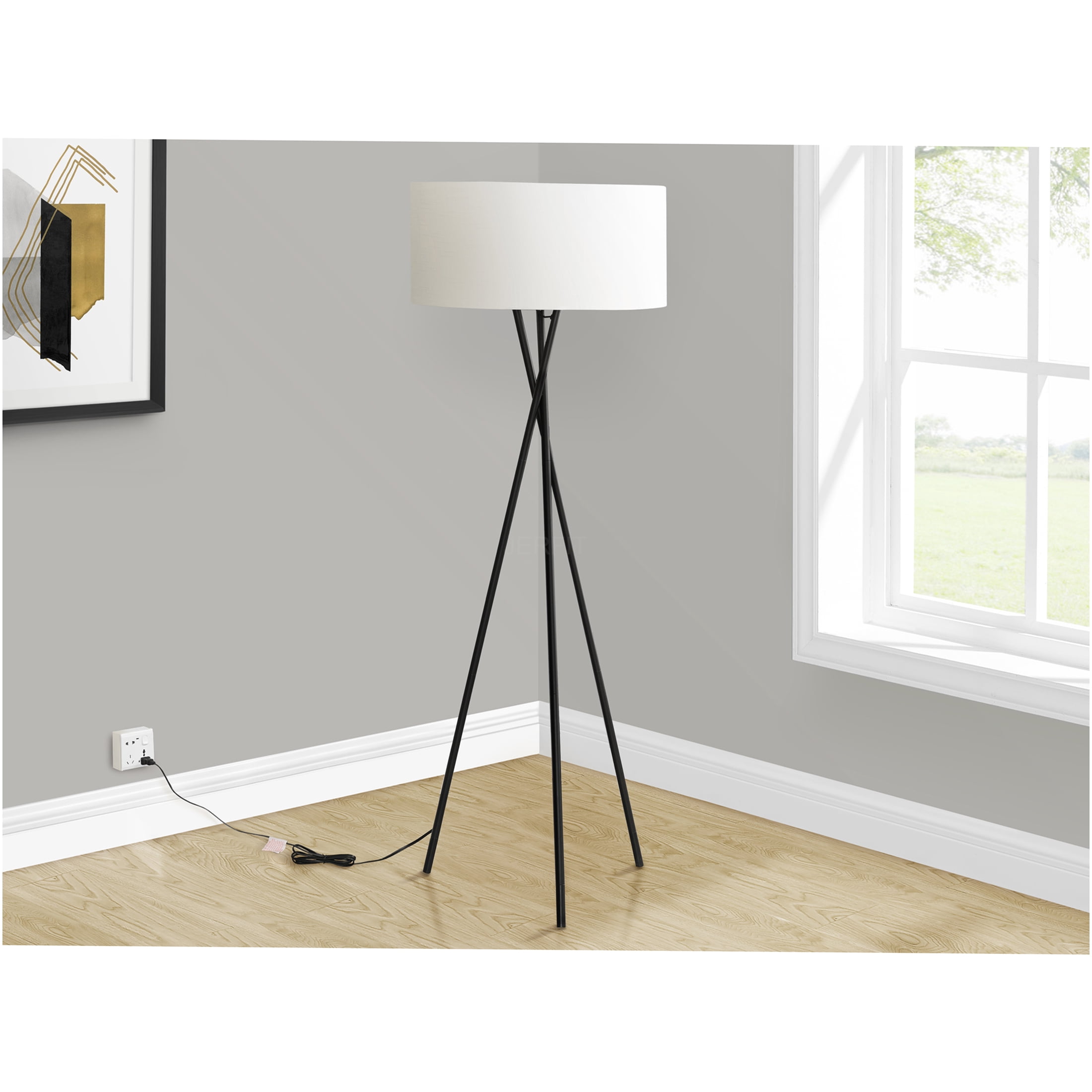 JERFIT Modern Tripod Floor Lamp with Fabric Shade, 3-Way Switch, Adjustable Ambient Lighting for Living Room, Bedroom, Office Decor