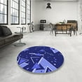 thumbnail image 3 of Ahgly Company Indoor Round Patterned Earth Blue Area Rugs, 4' Round, 3 of 6