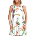 thumbnail image 1 of Balery Pretty Floral With Leaves Vestidos de verano para mujer con estampado: vestido holgado sin mangas, vestido playero informal y cómodo para días calurosos., 1 of 7