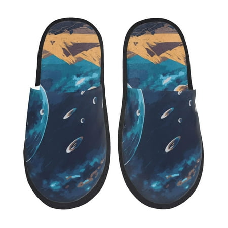 Balery Astronaut In A Space Suit On The Planet Slient Indoor Furry Fleece Comfort House Shoes Soft Non-Slip Home Shoes Cotton slippers House Slippers-- Large