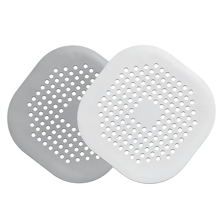 Hair Catcher,Square Drain Cover for Shower Silicone Hair Stopper with  Suction Cups,Easy to Install Suit for Bathroom,Bathtub,Kitchen 2 Pack (Grey