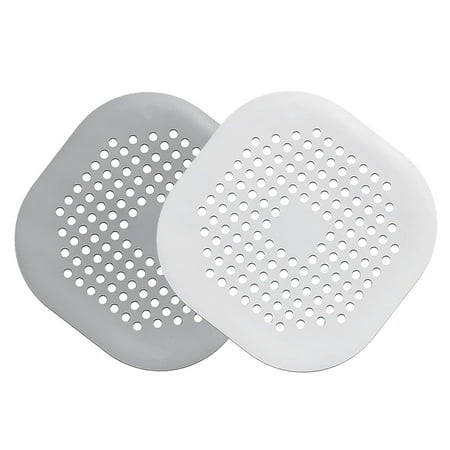 

Hair Catcher Square Drain Cover for Shower Silicone Hair Stopper with Suction Cup Drain Stopper for Tub Kitchen Bathroom Bathtub Kitchen 2Pack (White and Grey)