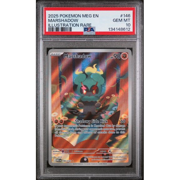 Collectible 2025 Pokemon Mega Evolution Illustration Rare Marshadow #146 PSA 10