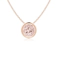 thumbnail image 1 of Angara Collier en Morganite Naturel - Pendentif Solitaire Rond en Morganite avec Lunette en Or Rose 14K pour Femmes, 1 of 8