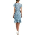 thumbnail image 3 of gcong Jacquard Dress Women Lace Floral Textured Midi Dress Puff Short Sleeve Wedding Guest Bodycon Pencil Dresses Womens Dresses 2025 Sky Blue, 3 of 8