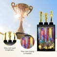thumbnail image 6 of Medal Hanger Display Case, Dust-Proof 22"x15" Wall Mount medal holder with 3 Hanging Rods & Trophy Shelf, Holds 60+ Medals, HD Tempered Glass, Solid Wood, for gymanstics,race,soccer,swim$$, 6 of 7