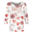 thumbnail image 4 of Valentine's Day Holiday T-Shirts for Womens Cute Heart 3/4 Sleeve Tops Fashion Going Out Tee Shirts, 4 of 5