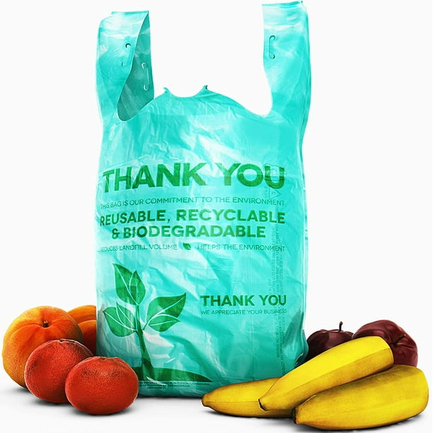 Biodegradable, BPA-Free Plastic Grocery Bags 100 Pk. Clear, 22' Thank ...