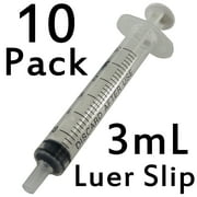3cc/mL Luer Slip Tip Sterile Disposable Syringes (without needles) - Pack of 10