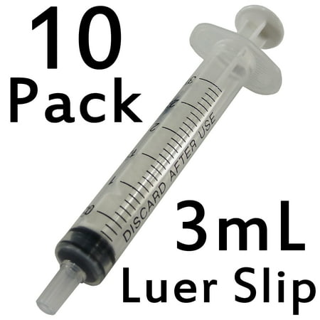 3cc/mL Luer Slip Tip Sterile Disposable Syringes (without needles) - Pack of 10