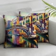 thumbnail image 3 of nygtbtfer Decorative Throw Pillow Cover Gondola Style Venice Italy Artwork Italian Holiday Pictorial Famous Painting Vintage Travel City Pillow Cover Pillow Case for Couch Bed Car Sofa White, 3 of 7
