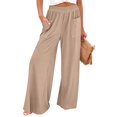 thumbnail image 2 of Yifymode Wide Leg Pants for Women High Wasited Baggy Palazzo Pants Casual Pull On Bell Bottom Smocked Elastic Waist Pants,Beige S, 2 of 6