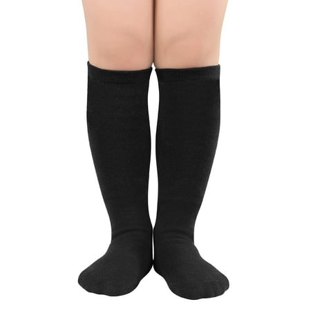 

Toddler Socks Knee High socks Cotton Uniform Tube Socks Long Sports Socks for Toddler Boys Girls 1 Pack Pure Black