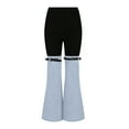 thumbnail image 6 of ZQUUVOU Women's Wide Leg Pants Slim Knitted Denim Patchwork Elastic Waist Wide Leg Casual Pants Temperament Pants Blue, 6 of 7