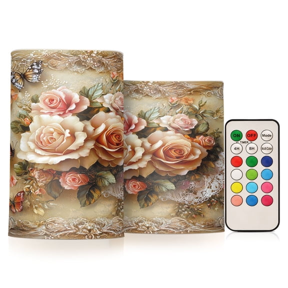 BZSMCE Flameless Candles LED Lights Butterfly and Roses on Lace Creativity Battery Candles