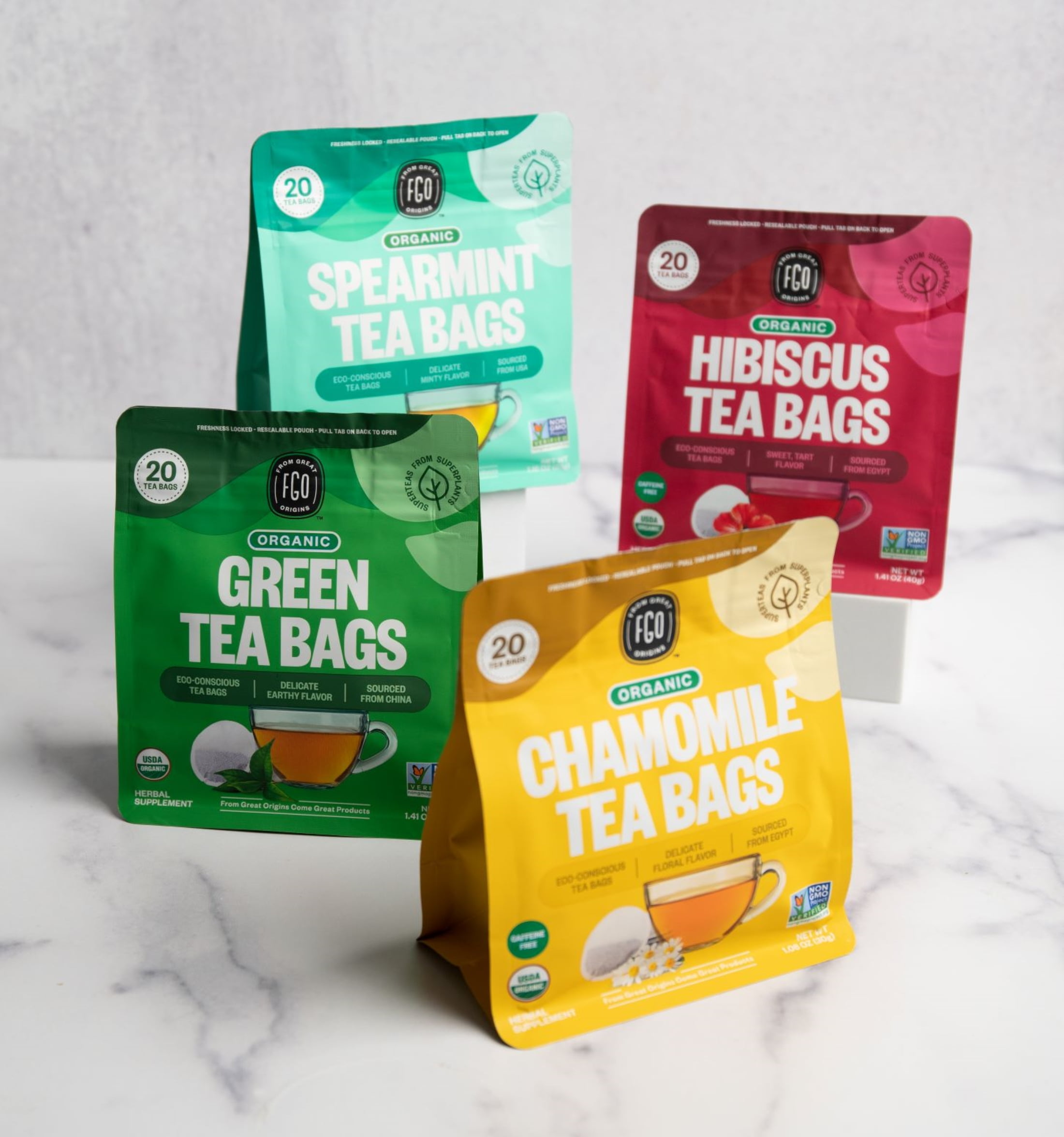 FGO Hibiscus Tea, Organic, Eco-Conscious Tea Bags (20 Count)
