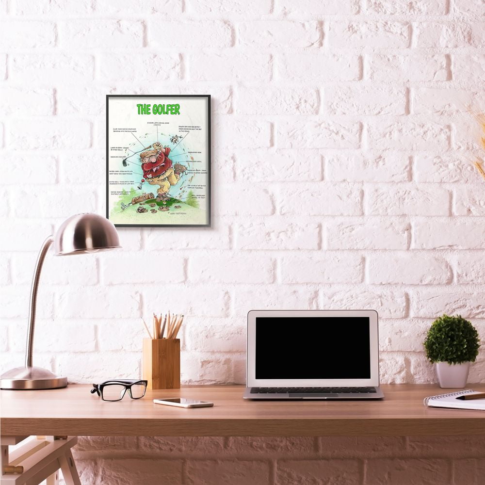 The Golfer Funny Golf Cartoon Sports Design Oversized Framed Giclee Texturized Art by Gary Patterson
