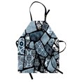 thumbnail image 1 of Floral Apron Modern Design with Geometrical Shapes and Patterns from Diverse Cultures, Unisex Kitchen Bib Apron with Adjustable Neck for Cooking Baking Gardening, Bluegrey Black White, by Ambesonne, 1 of 3