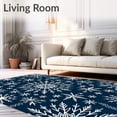 thumbnail image 2 of ODIKA 5'x7' Machine Washable Non-Slip Area Rug, Winter Wonderland Frosty Crystals Half Round Decorative Floor High Traffic Rug, Blue, 617644, 2 of 7