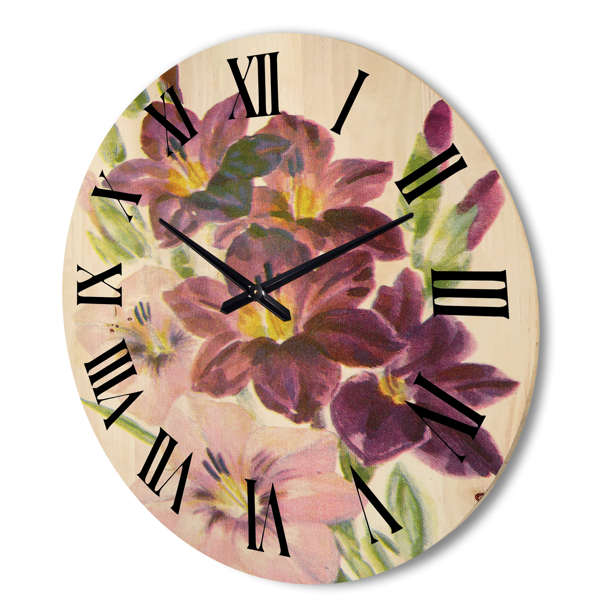 Designart 'Retro Dark and Light Pink Gladiolus' Traditional Wood Wall Clock