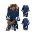 thumbnail image 4 of VISgogo Vestido de Manga 3/4 para Mujer con Estampado de Flores, Cuello en V Decoración de Volantes Ropa de Verano VISgogo  moda, 4 of 5