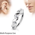 thumbnail image 4 of MoBody 3-Pack 20G Nose Ring Piercing Hoop Paved CZ Crawler Surgical Steel Cartilage Earring Set (8mm) (Silver-Tone), 4 of 5