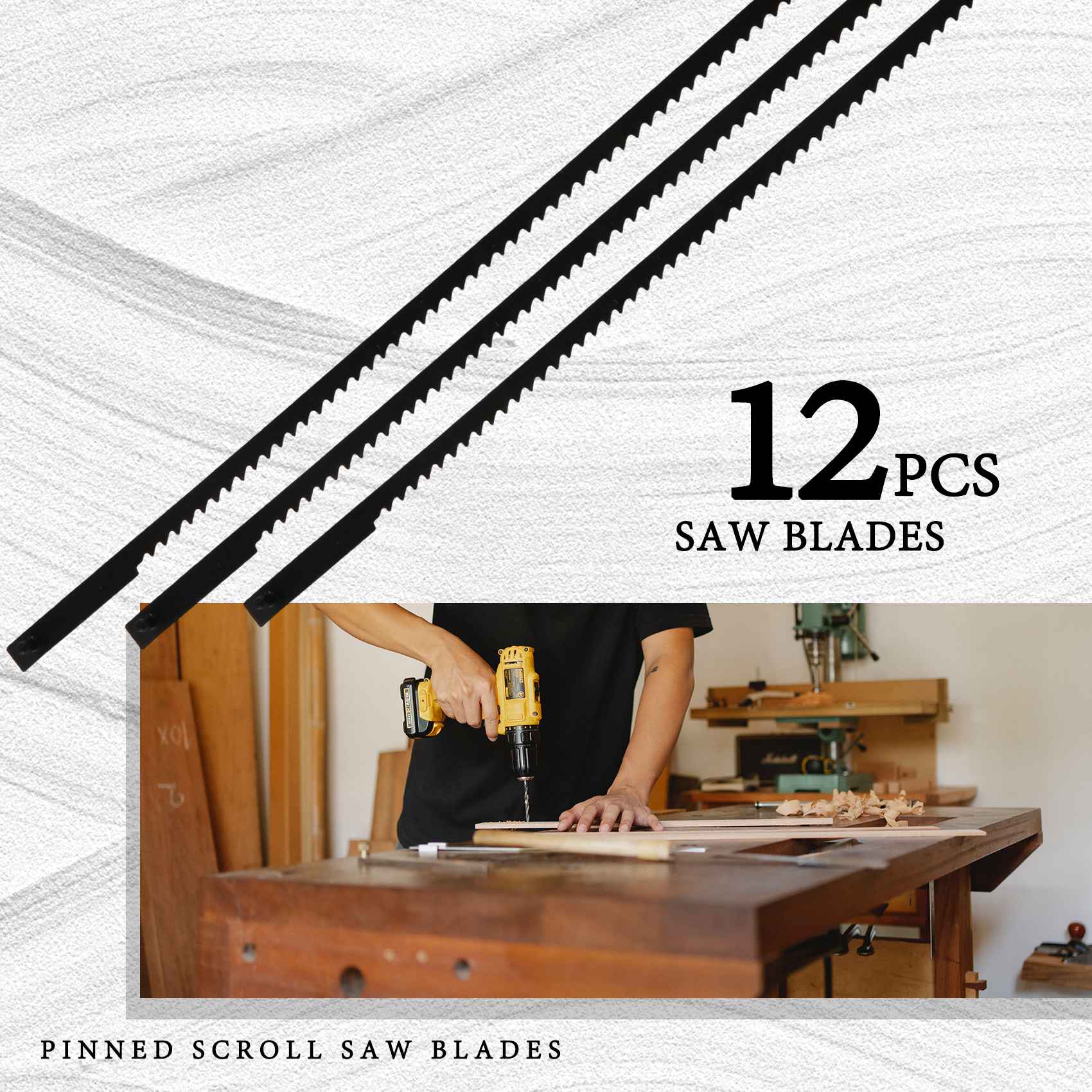 Buy 12Pcs 5 Inch Pinned Scroll Saw Blades TPI 10/15/18/24 Power Tools