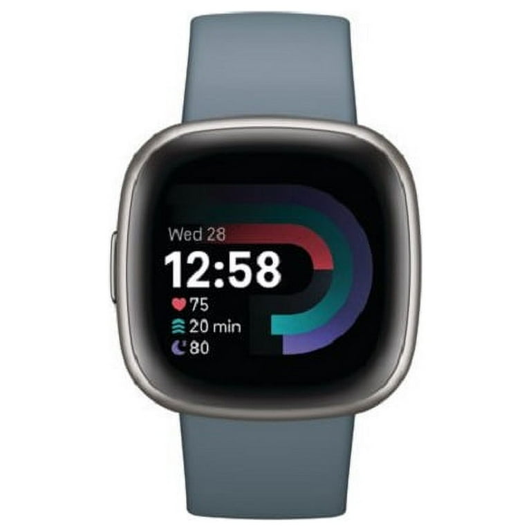 Restored Fitbit FB523SRAG US Versa 4 Fitness Smartwatch Waterfall Blue Platinum Aluminum Refurbished Walmart
