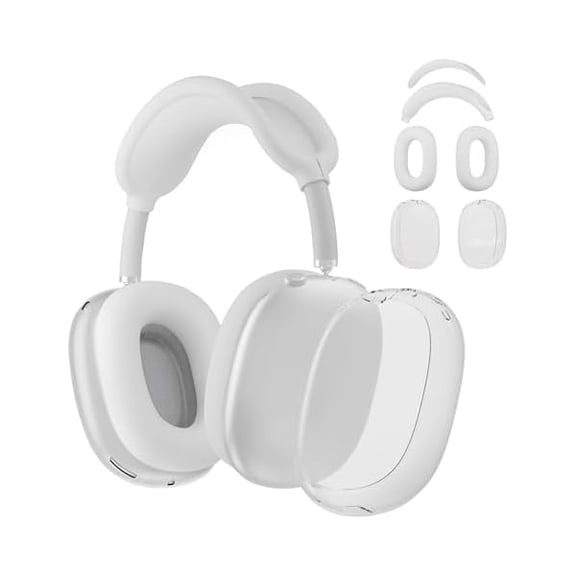 Eryueer Case Cover compatible with AirPods Max Headphones, Silicone Ear Pad/Headband Cover/Clear Soft TPU Ear Cups, [4 in 1] Accessories Protector compatible with Apple AirPod Max (2024/2020)- White