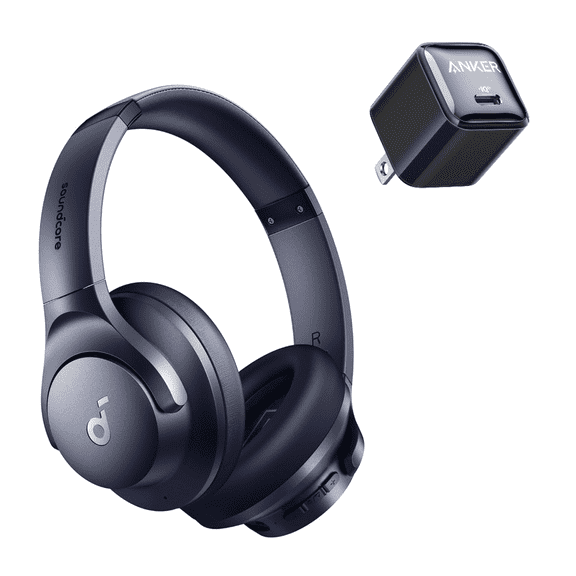 Soundcore Q20i Wireless Noise Cancelling Over-Ear Headphones with USB C charge, 40 Hours Long Battery, Hi-Res Audio & Deep Bass, Customizable Sound via App, Designed for Business and Travel-Navy Blue
