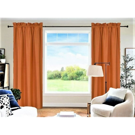 1 PAIR R64 brick blackout elegant lined thermal lined window treatment matte solid color rod pocket easy to hang 35" wide x 84" lenght each panel