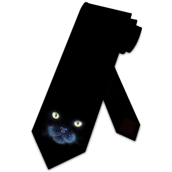 Cat Ties Animal Necktie Black Cat in the Dark Tie Halloween Neckties by Three Rooker
