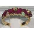 thumbnail image 2 of LBG British Made 14k Yellow Gold Natural Ruby & Opal Womens Eternity Ring - 33 size options, 2 of 5