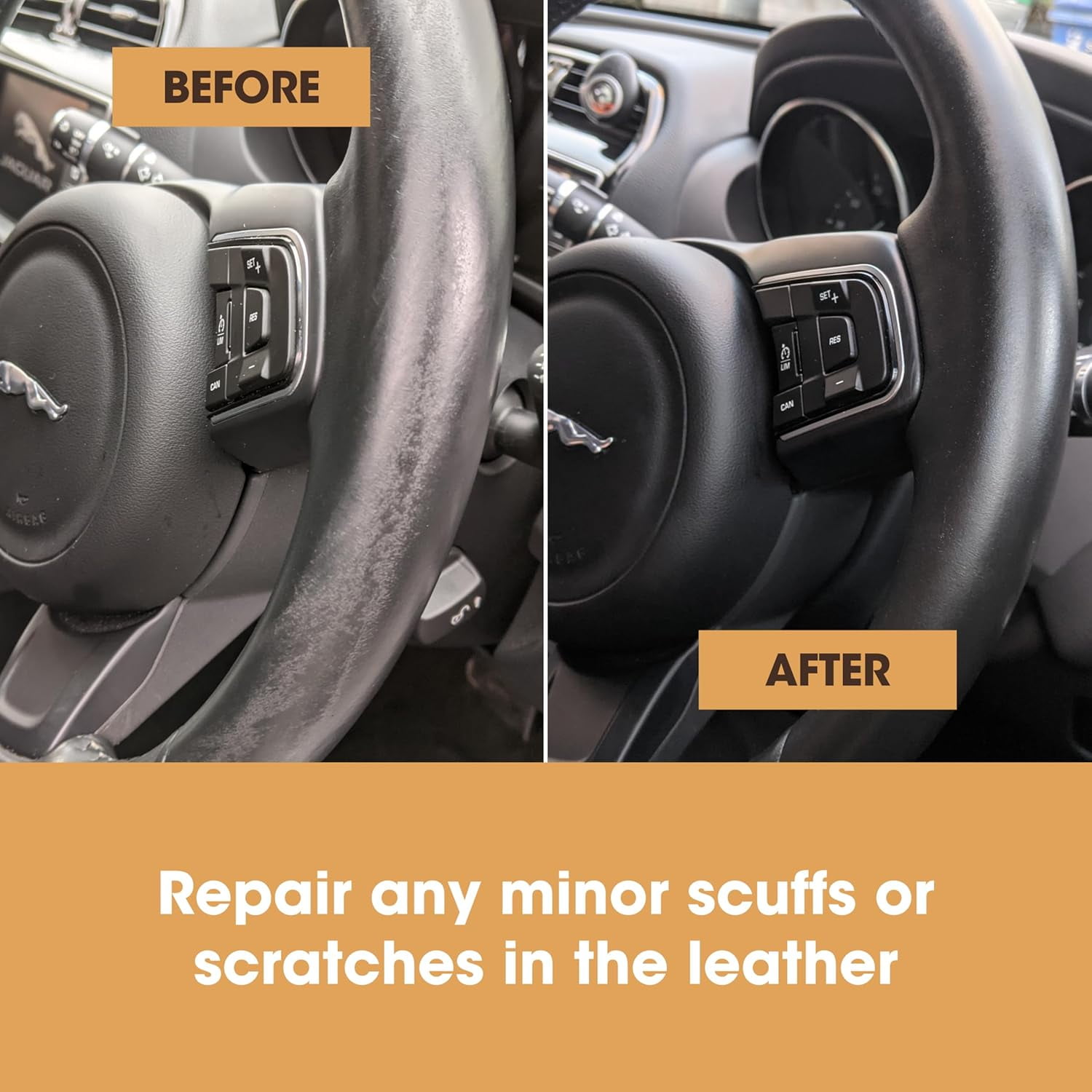 Furniture Clinic Leather Steering Wheel Repair Kit | Kit to Repair Tears, Scuffs, & Scratches on Leather Steering Wheels