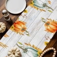 thumbnail image 2 of Table Runner Dresser Scarves 72 Inch Long,Thanksgiving Farm Pumpkin Leaves Linen Dining Table Runners Sunflower Plant Wood Board Tabletop Scarf for Wedding Holiday Party Kitchen, 2 of 9