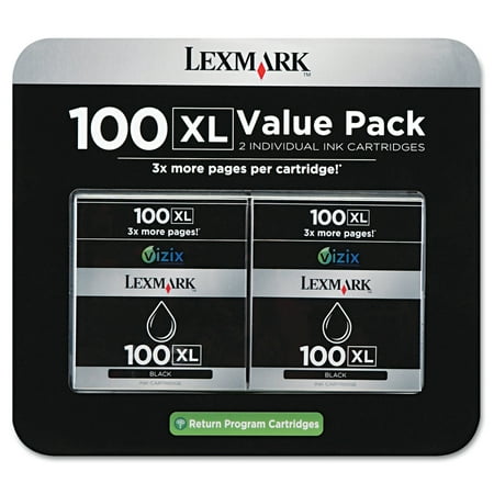 Lexmark 14N1187 (100XL) High-Yield Ink, 2/Pack, 510 Page-Yield, Black