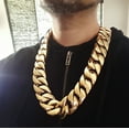 thumbnail image 3 of Mens Huge Chain 316L Stainless Steel 30 MM Wide Chunky Cuban Link Gold Finish 28" inch x 30MM Big Hip Hop Necklace, 3 of 5