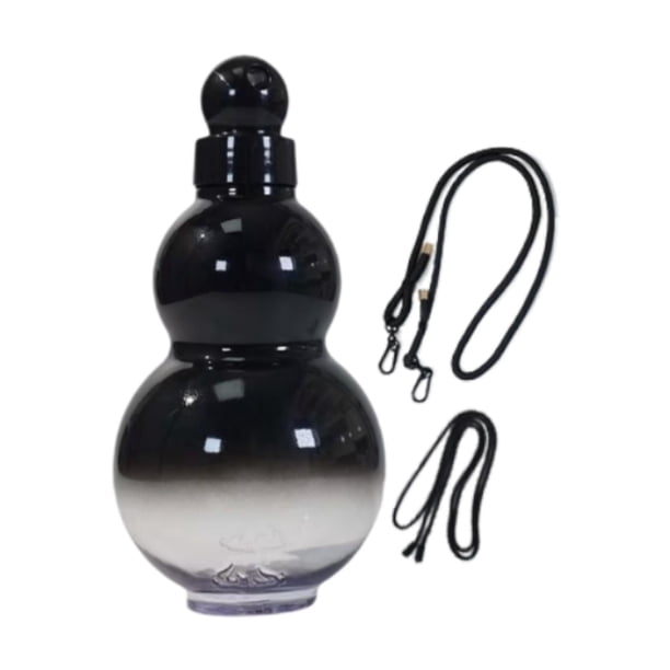 Botella de agua deportiva Gourd, 900 ml, portátil, adorable Negro