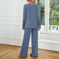 thumbnail image 3 of SUNBS Long Sleeve Lounge Sets for Women Casual Two Piece Outfits Wide Leg Pants with Pockets Crewneck Pajamas Clothing, 3 of 7